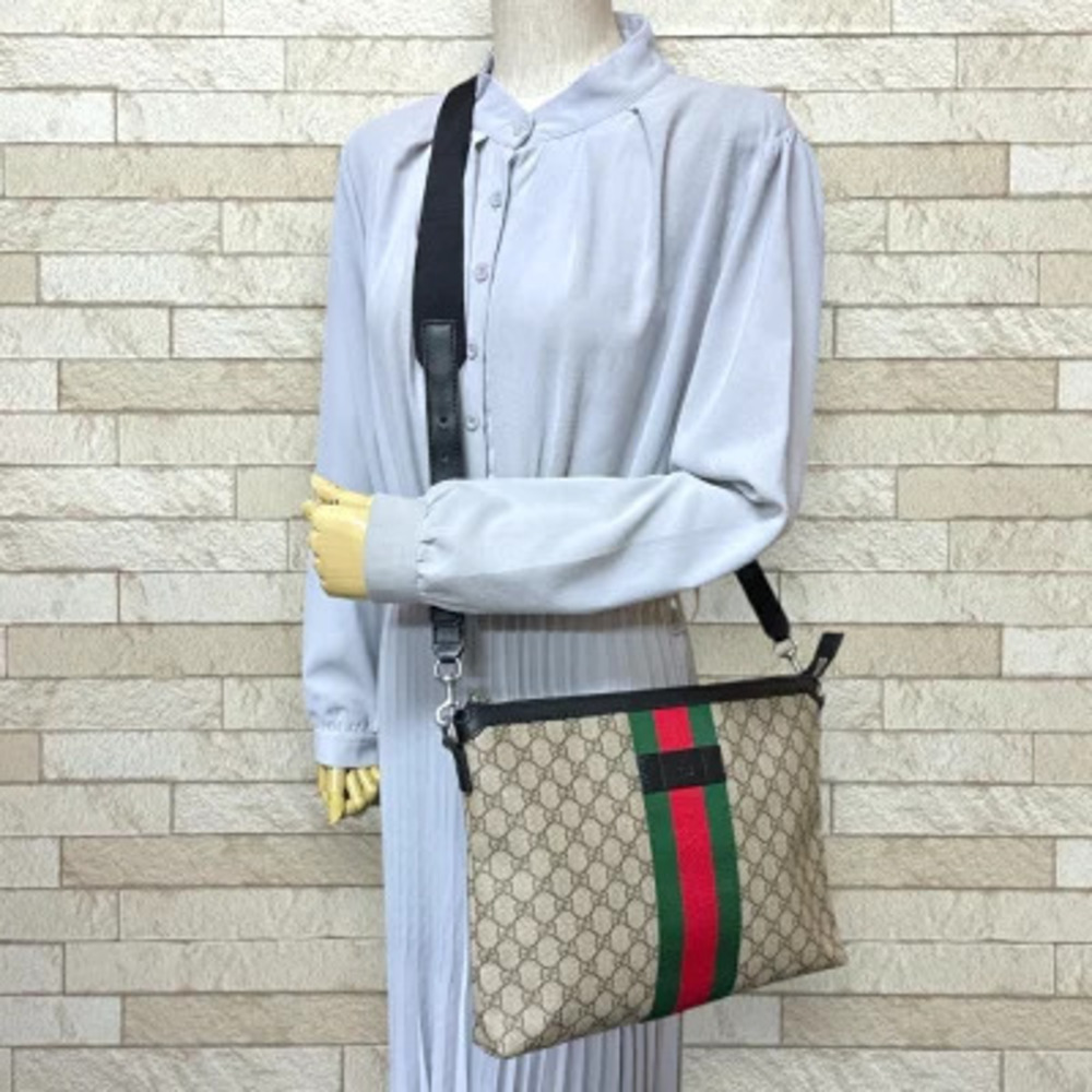 Gucci GG Messenger Supreme Shoulder Canvas Beige Bag